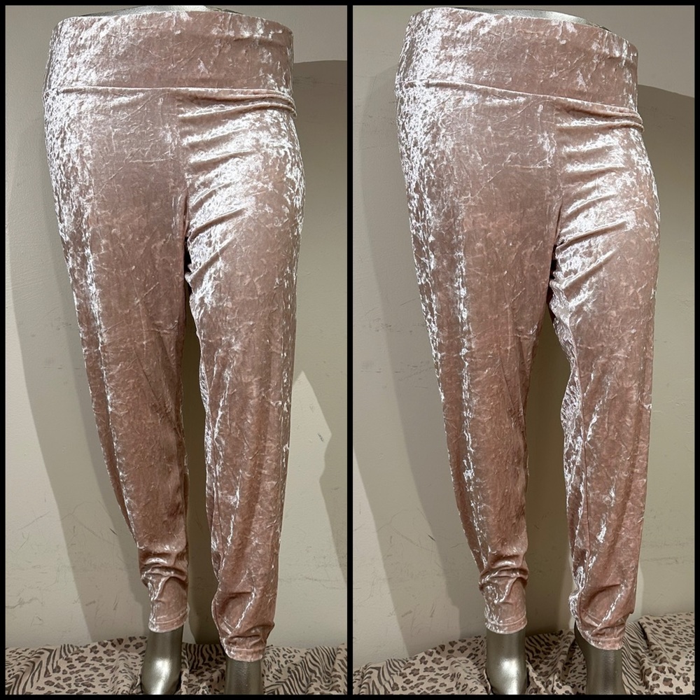 3XL Plus Stretchy Velvet Soft Pink Leggings
